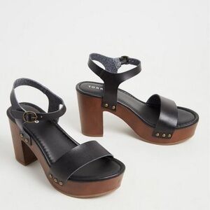 Wood grain Platform Heel Sandal